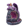 Crystalline Protector Purple Dragon Geode Backflow Incense Burner | Gothic Giftware - Alternative, Fantasy and Gothic Gifts