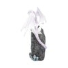 Glacial Custodian Fantasy White Dragon Sitting On A Geode 22cm | Gothic Giftware - Alternative, Fantasy and Gothic Gifts