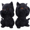 Three Wise Kitties See No Hear No Speak No Evil Familiar Black Cats Figurine | Gothic Giftware - Alternative, Fantasy and Gothic Gifts