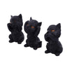 Three Wise Kitties See No Hear No Speak No Evil Familiar Black Cats Figurine | Gothic Giftware - Alternative, Fantasy and Gothic Gifts